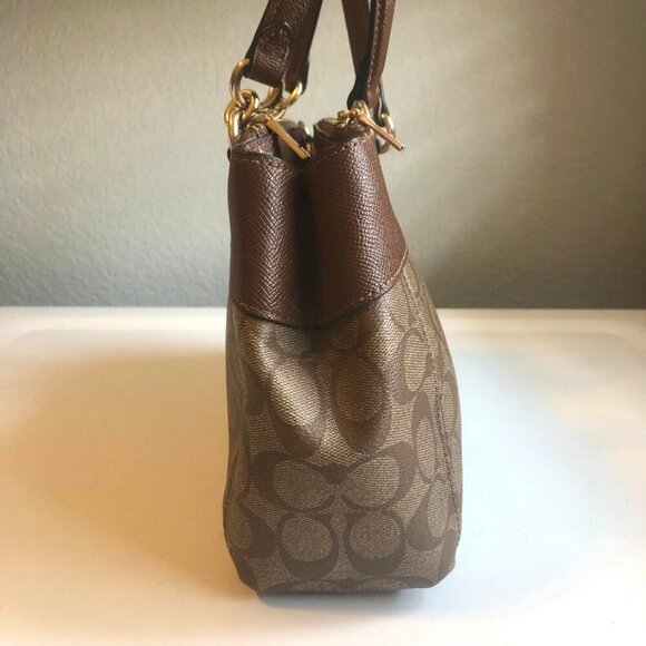COACH Mini Brooke CarryAll Bag Signature Coated Canvas Leather Brown MSRP $385 - Picture 11 of 15